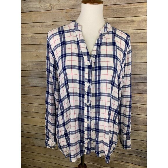 Reaction Kenneth Cole 1X Plaid Blouse Button Front - Picture 1 of 11
